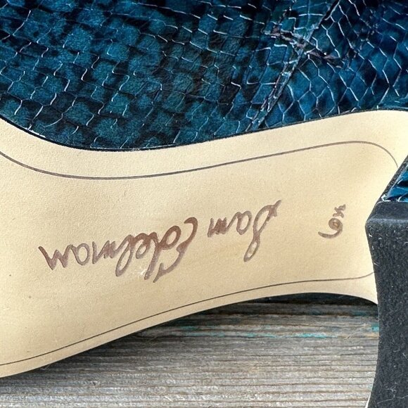 Sam Edelman Leather‎ Boots Hai Snakeskin Peacock Blue Knee High Women 6.5 M EUC - Picture 9 of 10